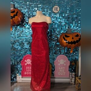 Red Sequin Strapless Dress - Costume